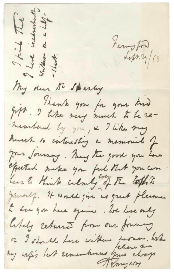 Bonhams : TENNYSON (ALFRED, Lord) Group of letters by Tennyson, his ...