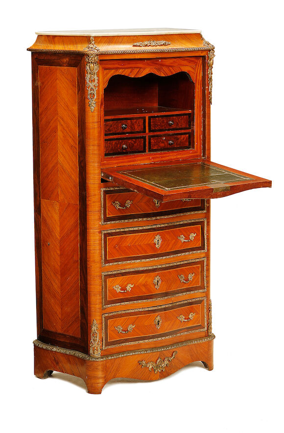 Bonhams : A French late 19th century gilt metal mounted tulipwood and ...