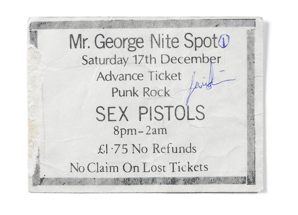 Bonhams The Sex Pistols A Ticket For The Sex Pistols At Mr George Nite Spot Coventry 4051