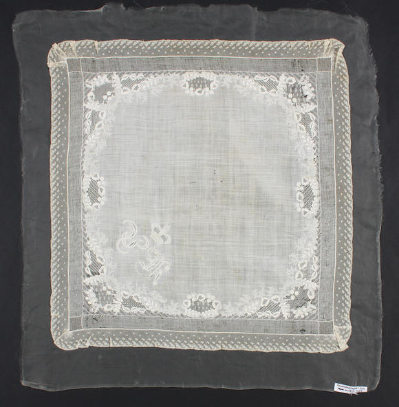 Bonhams : Queen Victoria's embroidered silk handkerchief, circa 1840