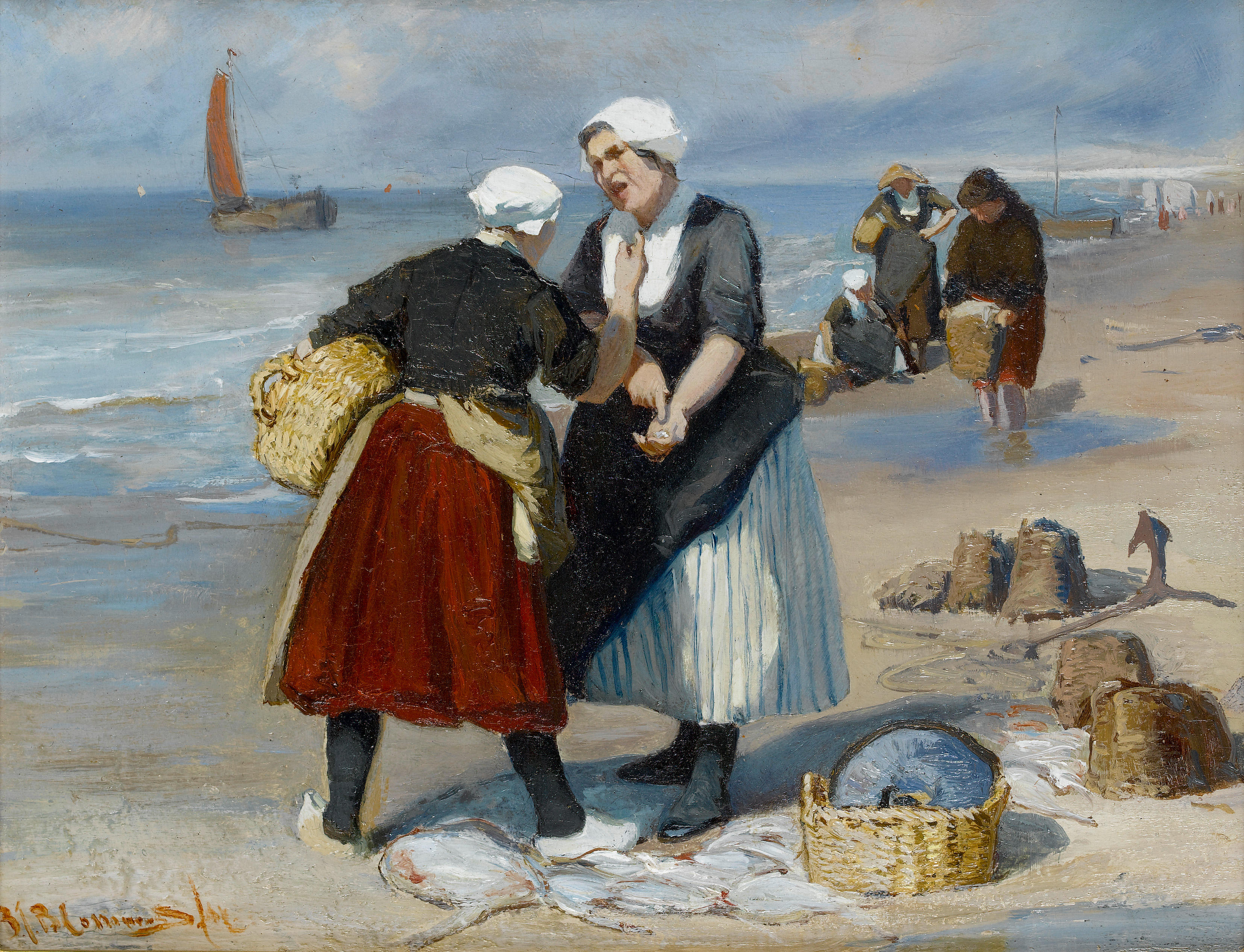 Bonhams : Bernardus Johannes Blommers (Dutch, 1845-1914) Fisherwomen ...