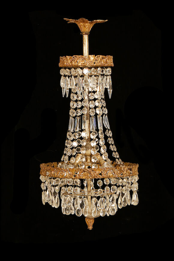 Bonhams : An early 20th century gilt metal and cut glass chandelier