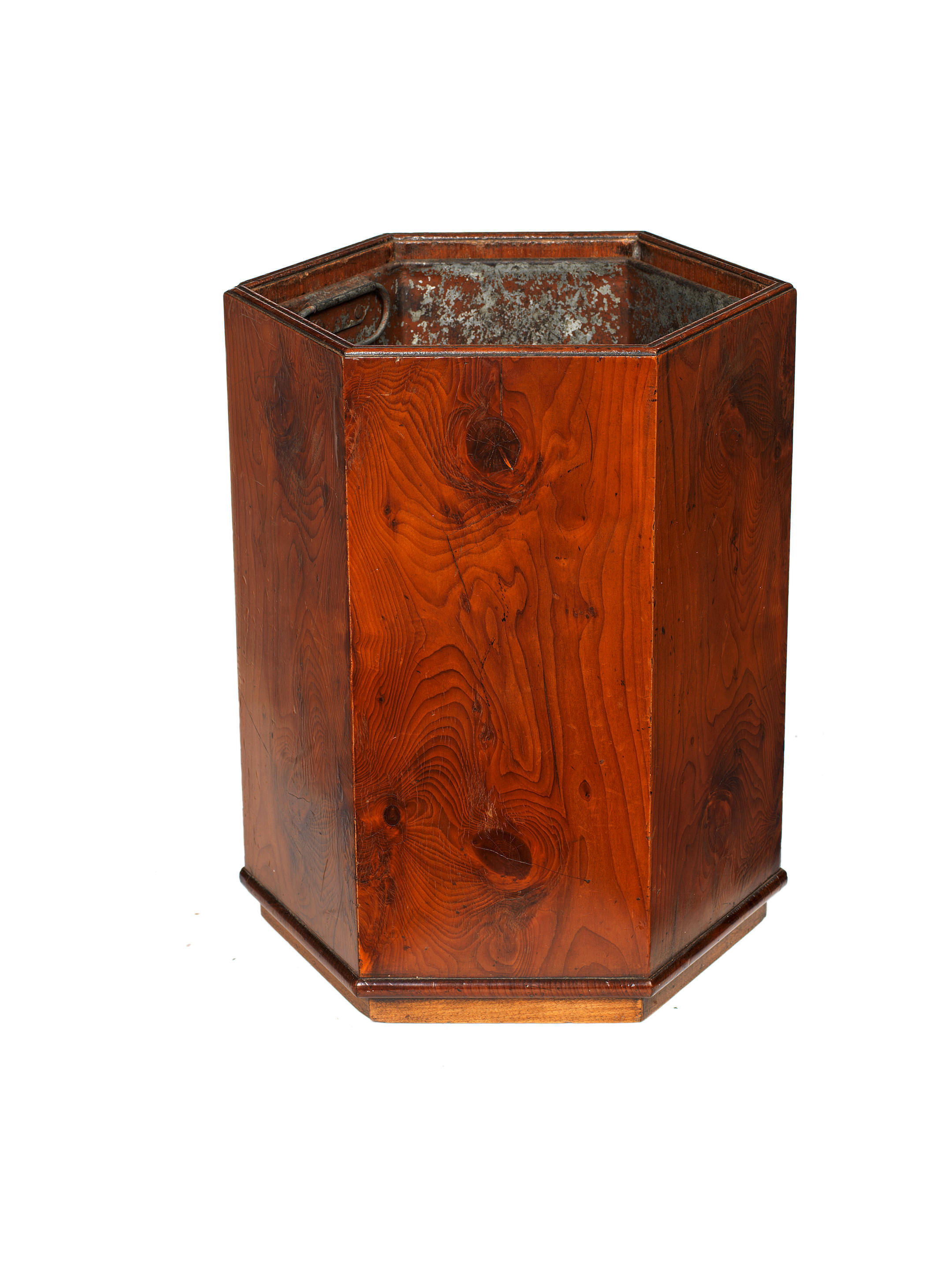 Bonhams : A yew wood hexagonal waste paper basket