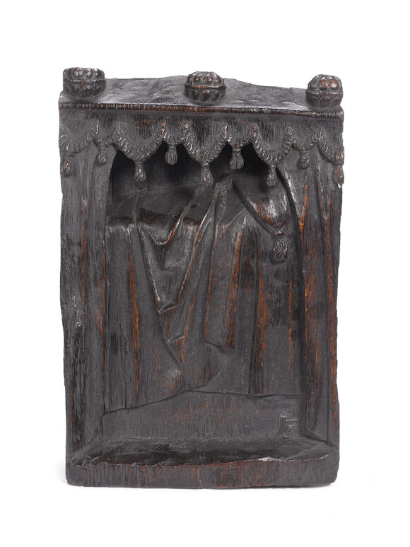 Bonhams : A 16th century Flemish (Antwerp) carved oak relief of a bed
