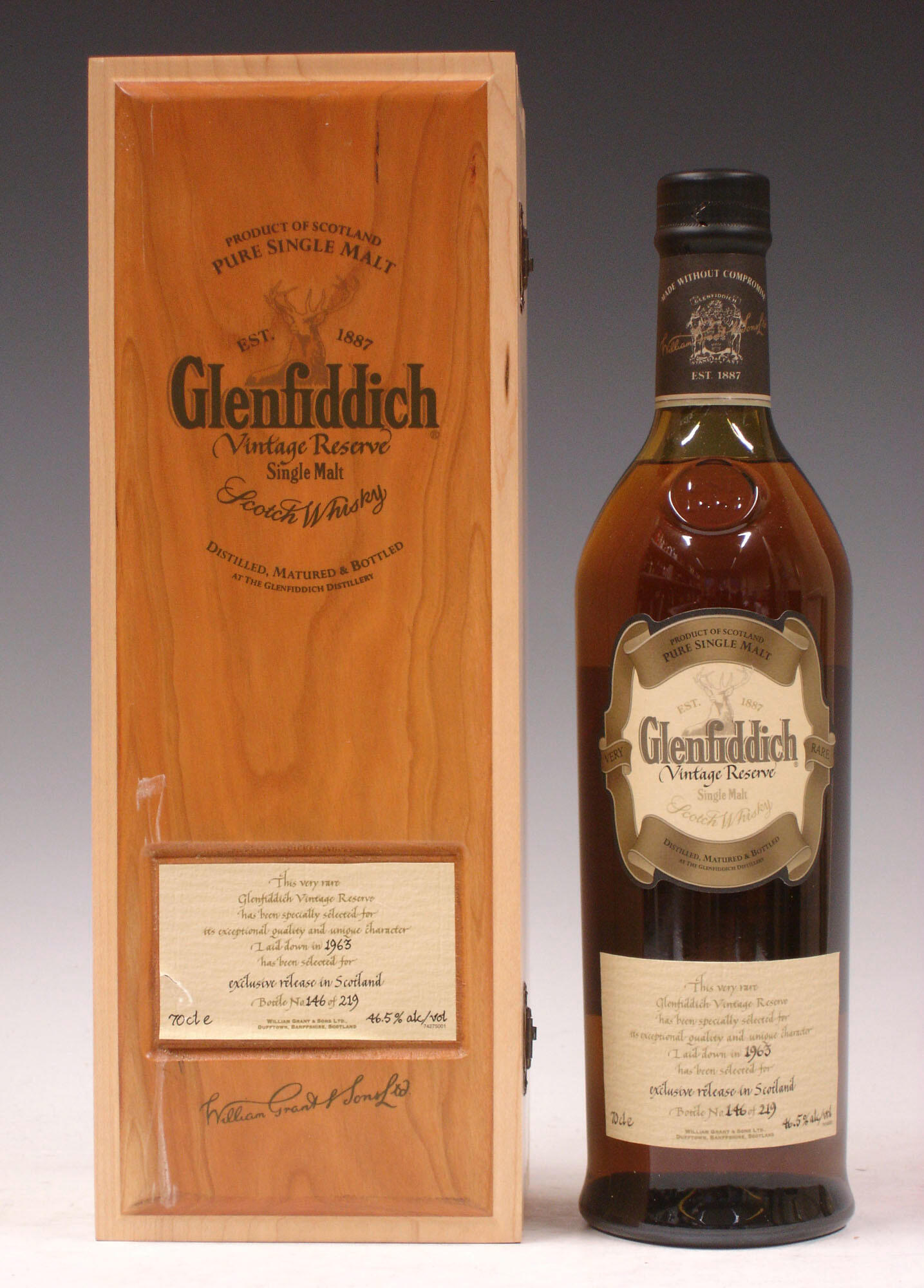 SINGLE MALT SCOTCH WHISKY Glenfiddich Original 1963 Metal case