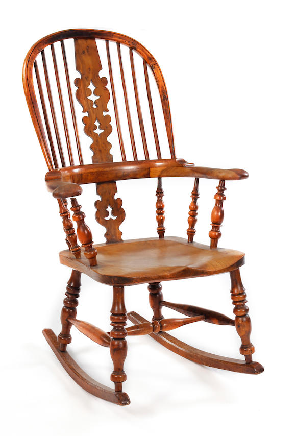 Bonhams : A Victorian yew Windsor rocking chair