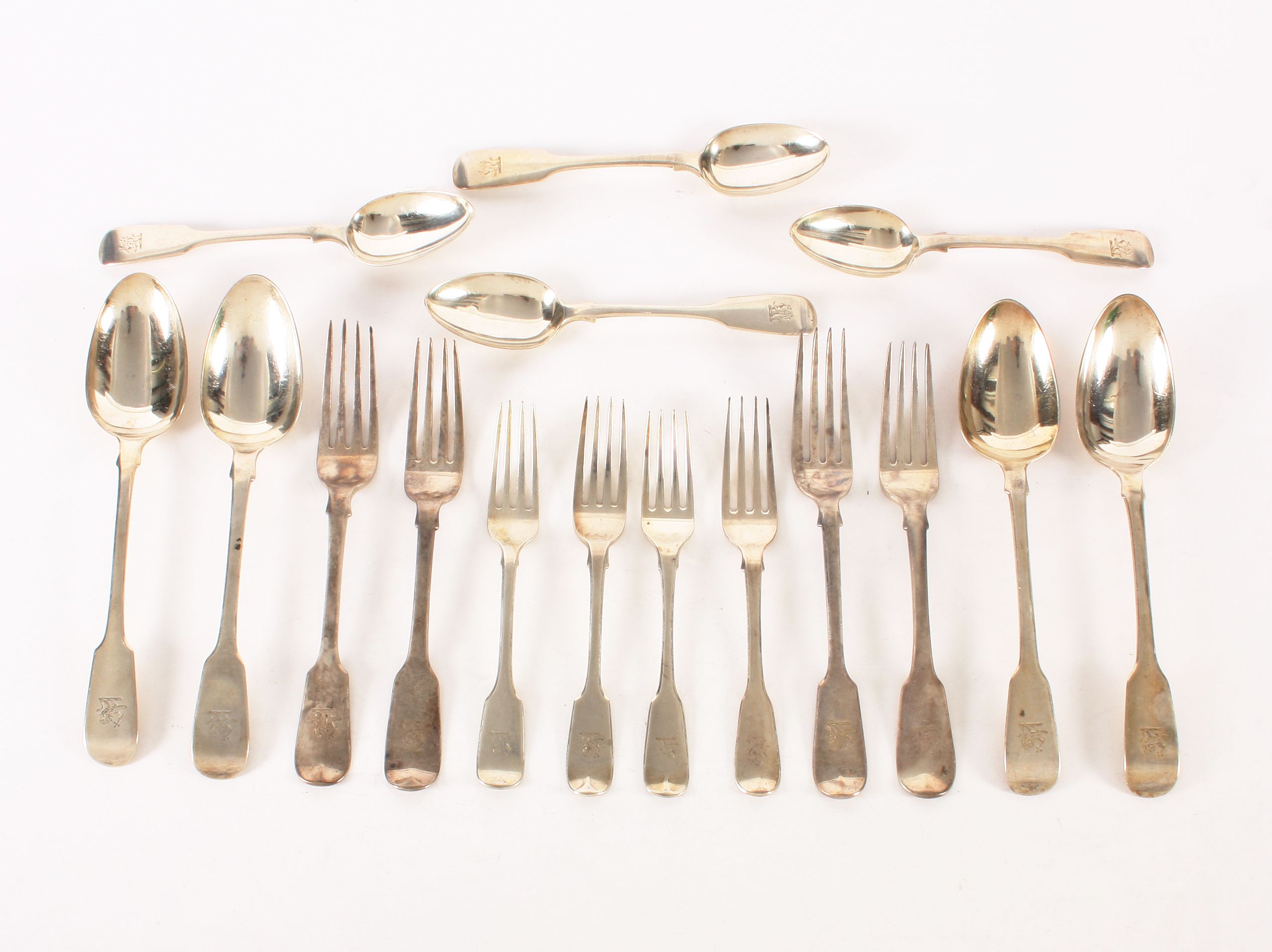 Bonhams : A 19th century silver composite part canteen of fiddle ...