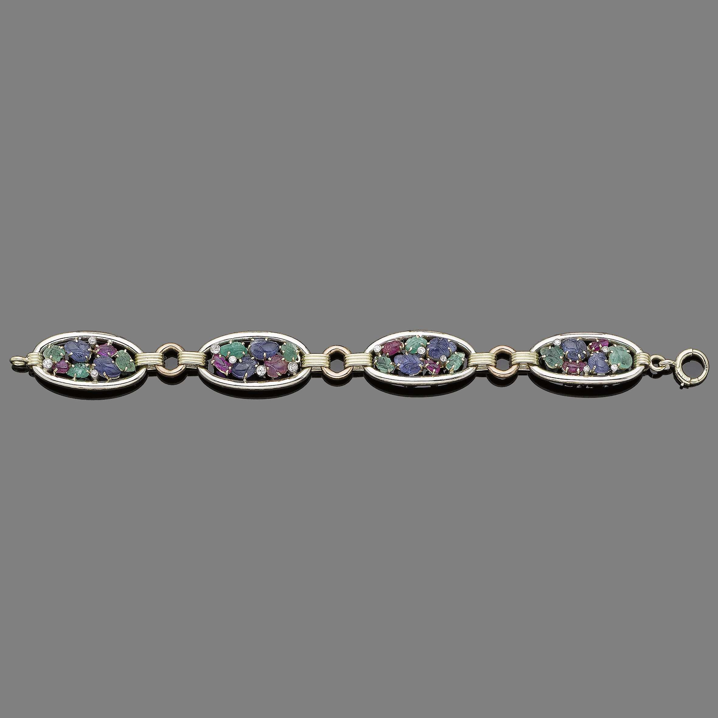 A ruby, sapphire and emerald bracelet
