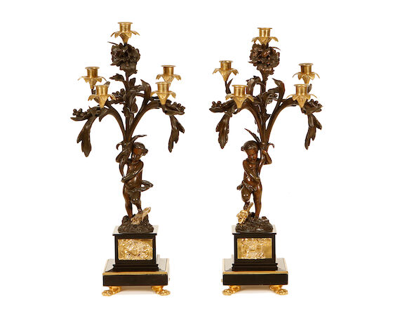 Bonhams : A pair of early 20th century Louis XV style bronze and gilt ...