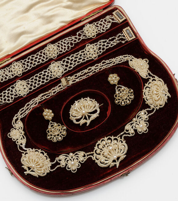 Bonhams : A 19th century seed pearl suite