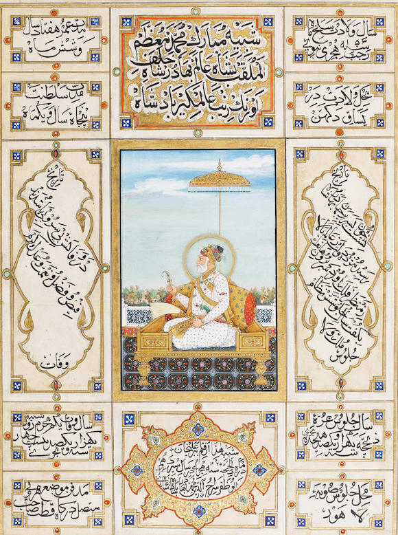 Bonhams The Mughal Emperor Shah Jahan Reg 1628 57 Enthroned On A Terrace Under A Parasol