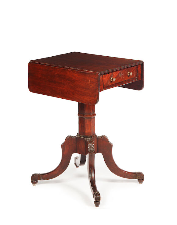 Bonhams : A late Regency mahogany needlework table, restored, the ...