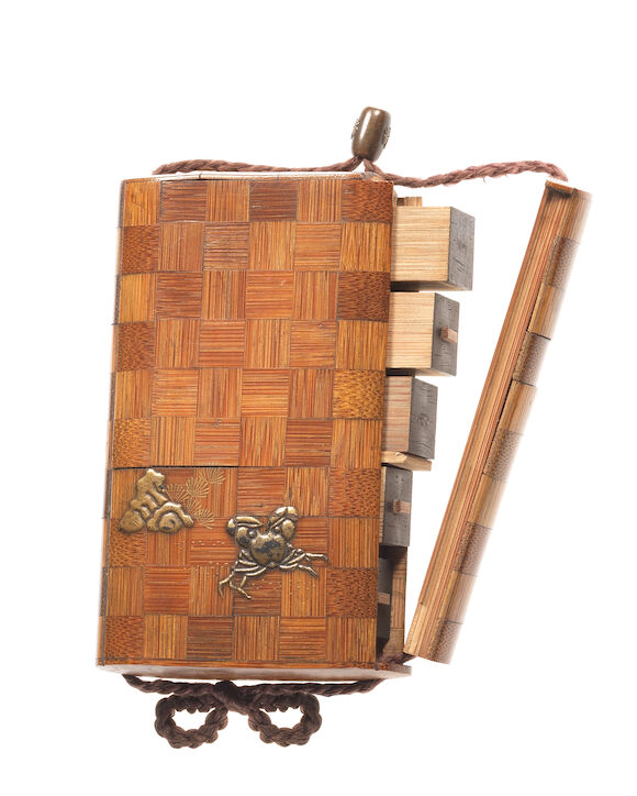 Bonhams : A lacquered-wood and bamboo inro 19th century
