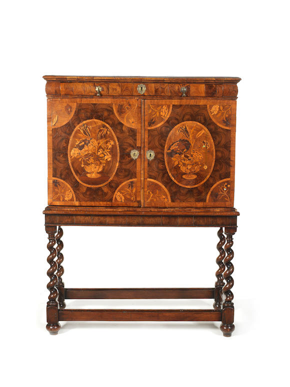 Bonhams : A William and Mary walnut oyster veneered, ash and marquetry ...