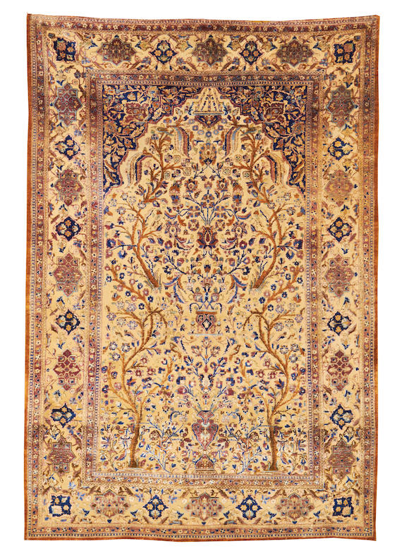 Bonhams A Kashan Silk Souf Prayer Rug Central Persia Circa 1890 6 Ft 6 In X 4 Ft 4 In 198