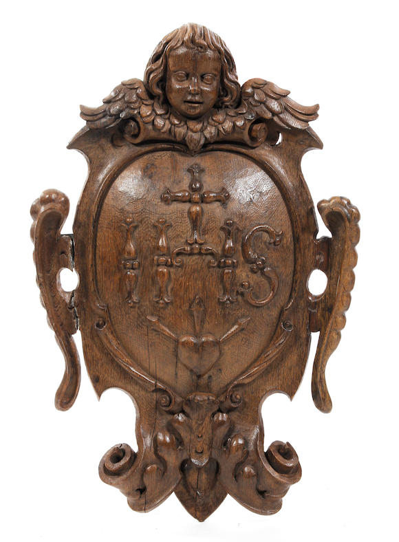 Bonhams : A Franco-Flemish carved oak wall cartouche, late 17th/early ...