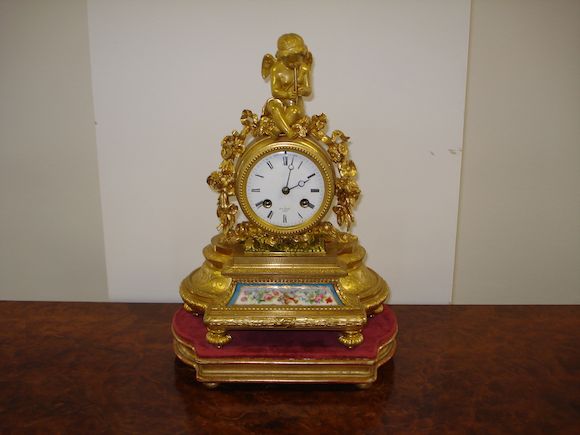 Bonhams : A 19th century French gilt metal mantel clock by Hry Marc, Paris,