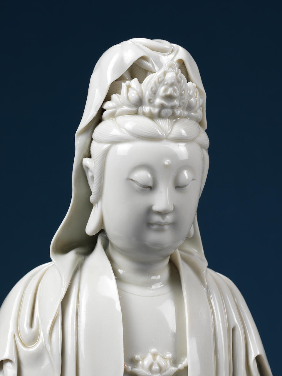 Bonhams : A magnificent blanc-de-Chine figure of Guanyin Impressed He ...