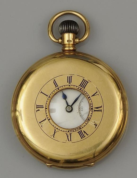 Bonhams : An 18ct gold half hunter pocket watch