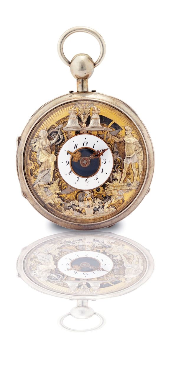 Automaton Key Bonhams : Kleinlein. A fine and rare silver and gilt open face skeleton ...