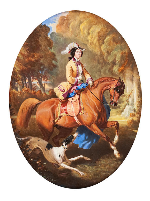 Bonhams : A large porcelain plaque, probably Austrian, signed Hudel ...