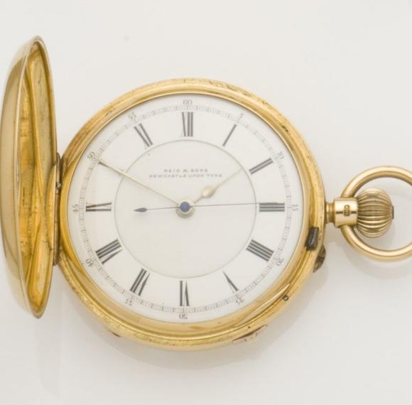 Bonhams : Reid & Sons. An 18ct gold half hunter manual wind pocket ...