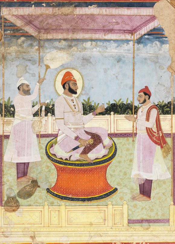 Bonhams Maharajah Karam Singh Of Patiala Reg 1813 45 Enthroned On A Terrace Beneath A