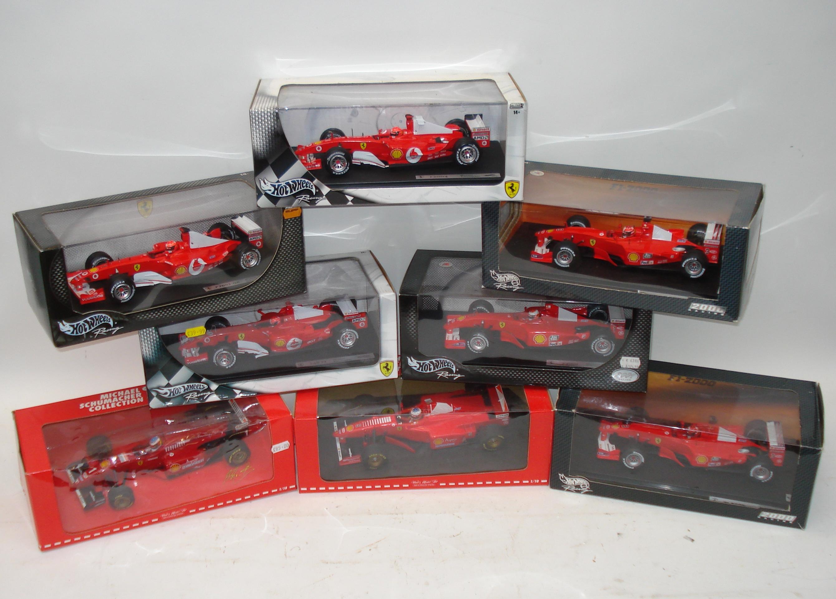 Bonhams Cars : Eight Michael Schumacher Ferrari Formula 1 race car models,