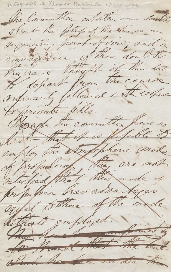 Bonhams MACAULAY (THOMAS BABINGTON) Autograph draft for a