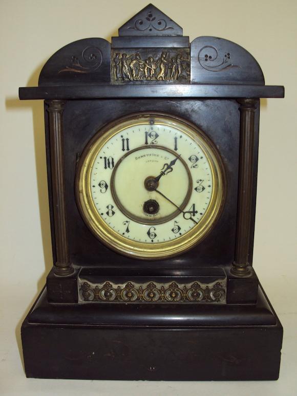 Bonhams : A Victorian black slate mantel clock