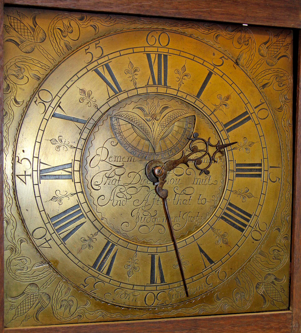 Bonhams John Sanderson an 18th Century longcase clock, the 11" brass