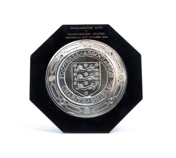 Bonhams 1956 Charity Shield plaque awarded to Manchester City's Dave