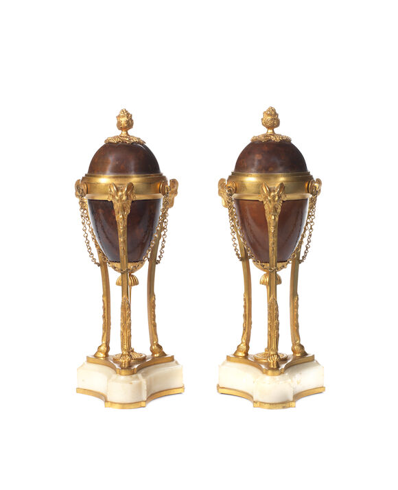 Bonhams : A pair of 19th century gilt and patinated bronze cassolettes