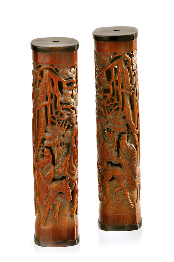 Bonhams A pair of bamboo incense dispensers 19th/ 20th century