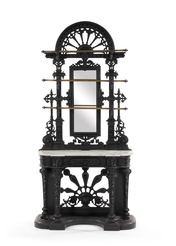 Bonhams : A late Victorian cast-iron and marble hall stand, in the ...