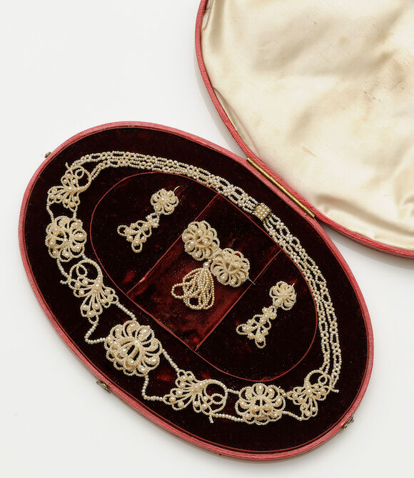 Bonhams : A mid Victorian seed pearl suite