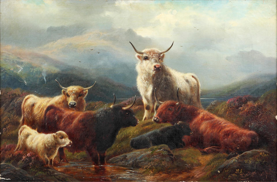 Bonhams : Robert Watson (British, 1865-1916) Highland Cattle, and ...