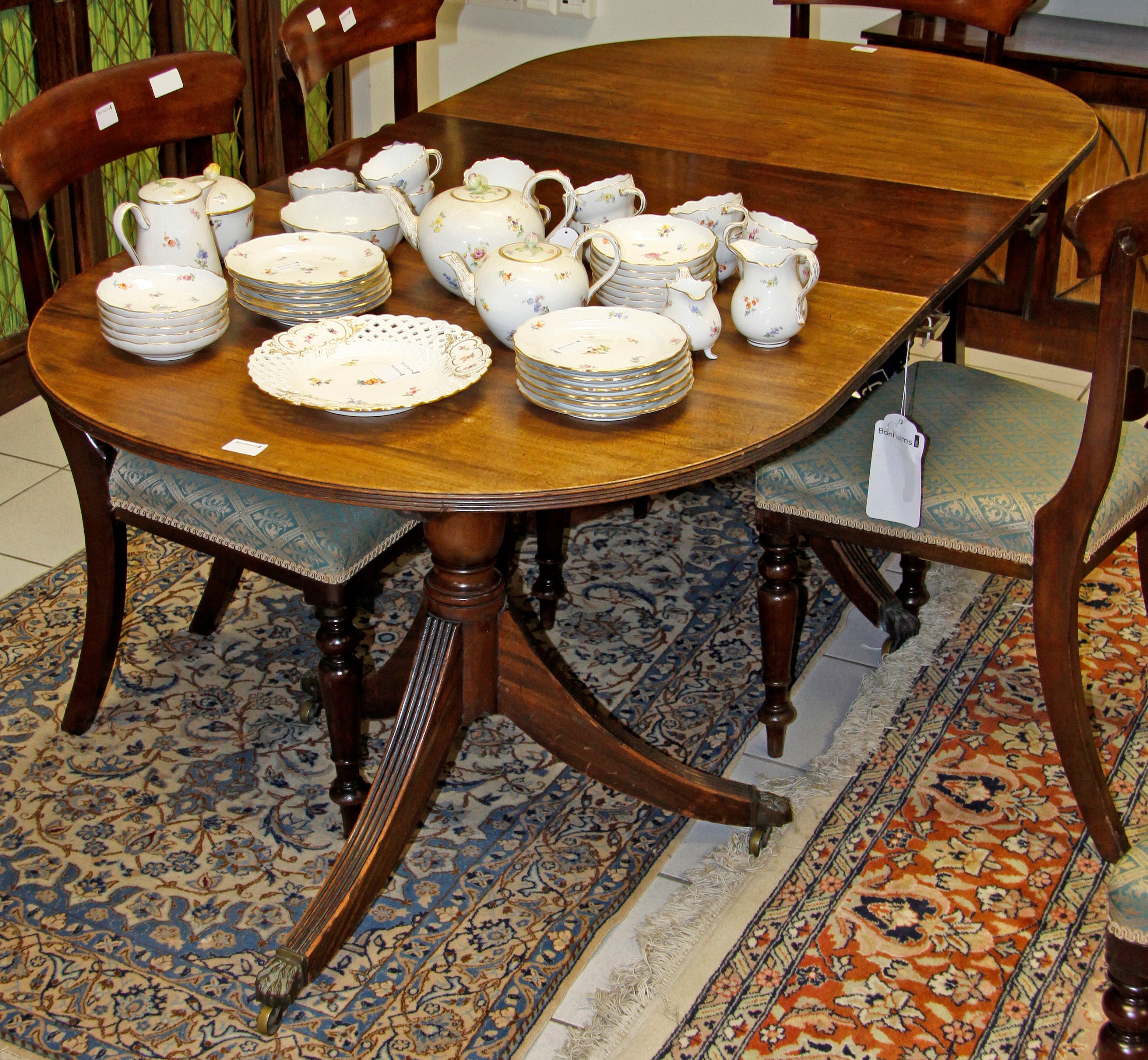 Bonhams : A reproduction Regency style mahogany twin pillar D-end ...