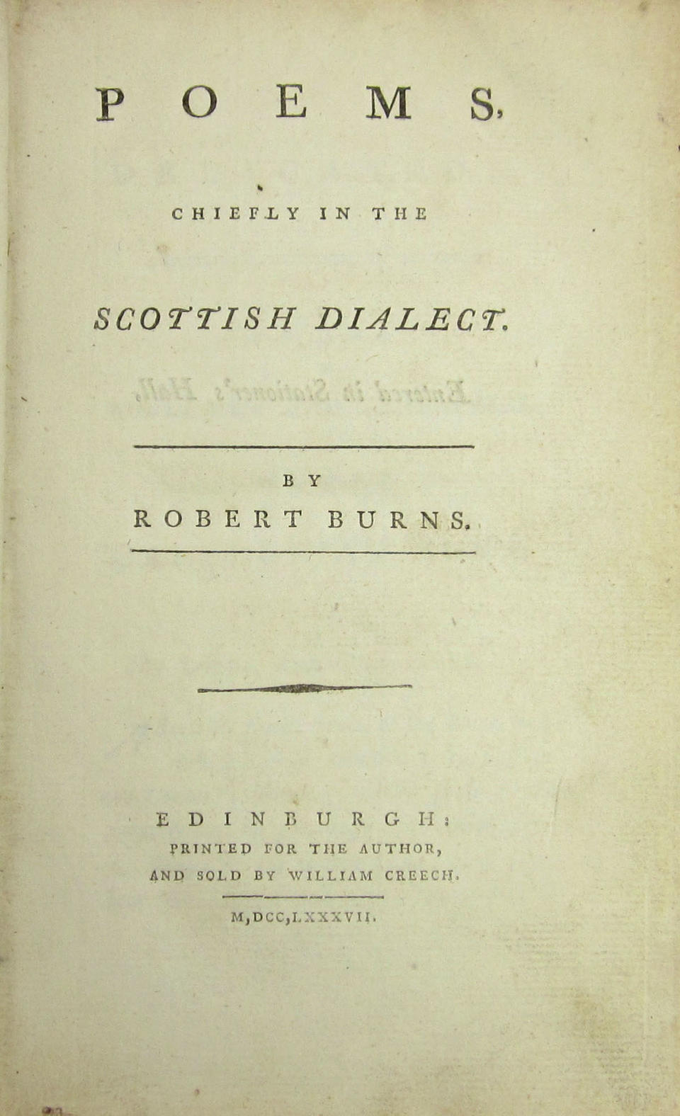 Bonhams : BURNS (ROBERT) Poems Chiefly in the Scottish Dialect