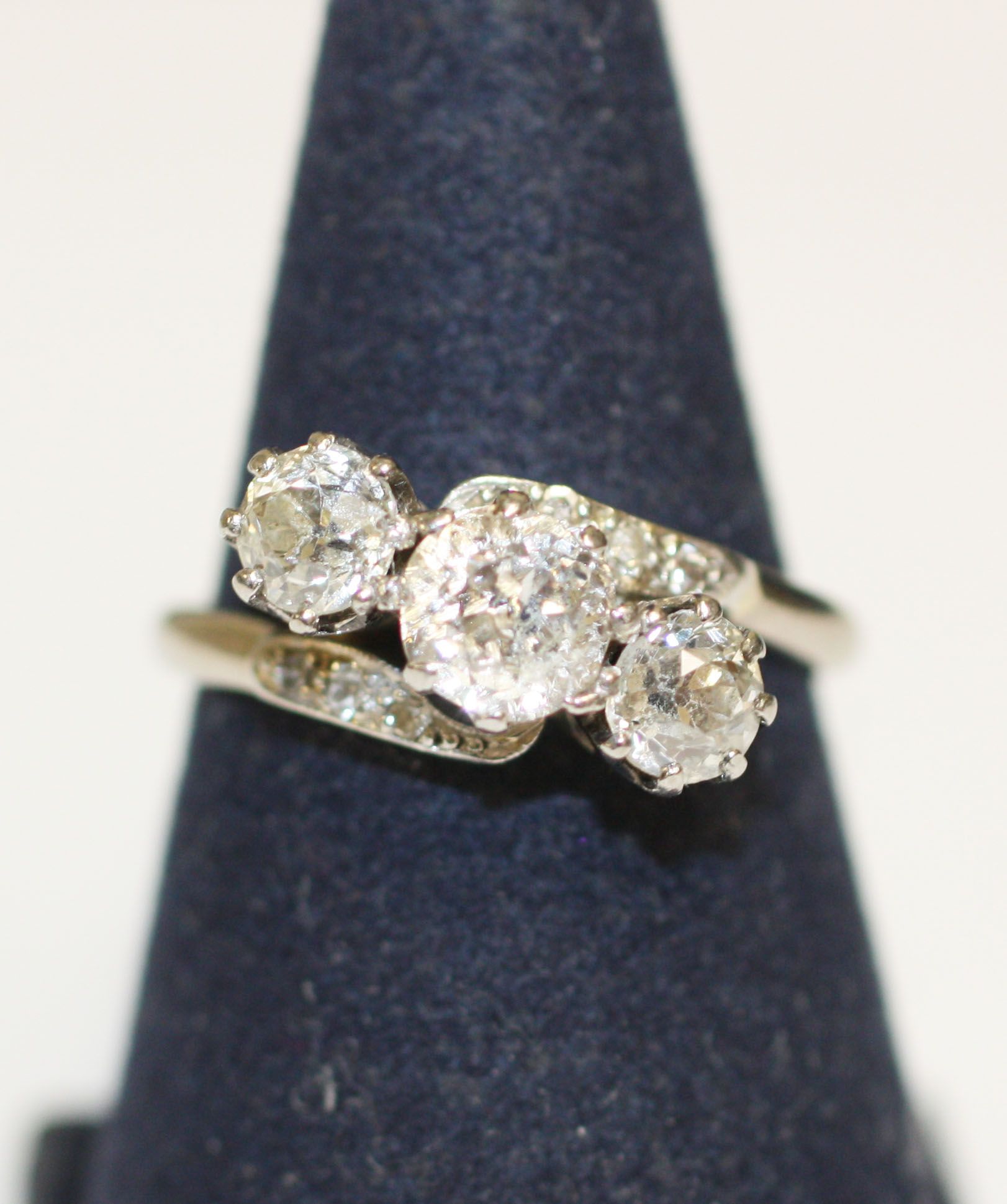 A diamond three stone ring,
