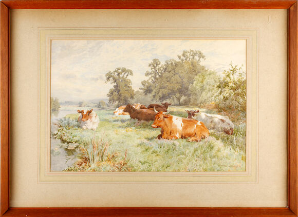 Bonhams : Charles Collins, RBA (British, 1851-1921) Cattle in a ...