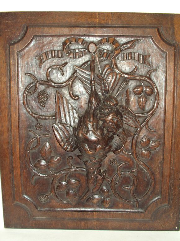 Bonhams : Four late 19th century carved oak panels