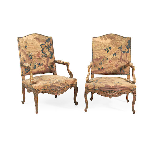 Bonhams : A pair of French late 19th century giltwood fauteuils à la ...