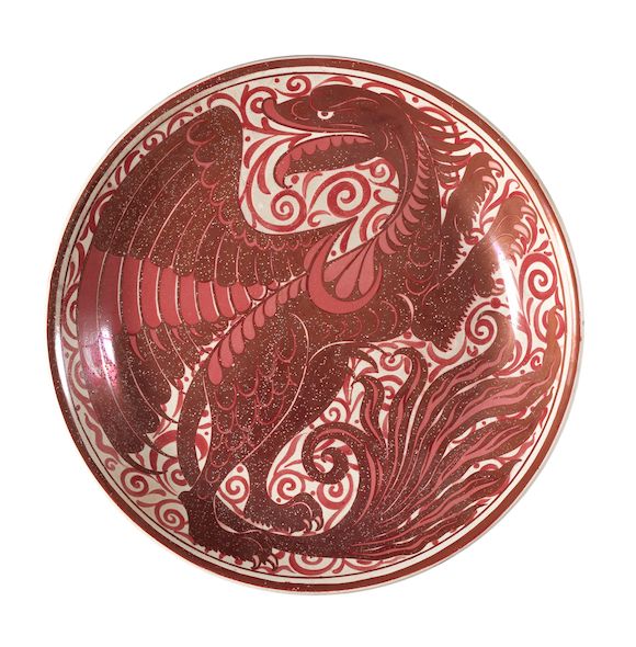 Bonhams : Charles Passenger for William De Morgan A Ruby Lustre Charger ...