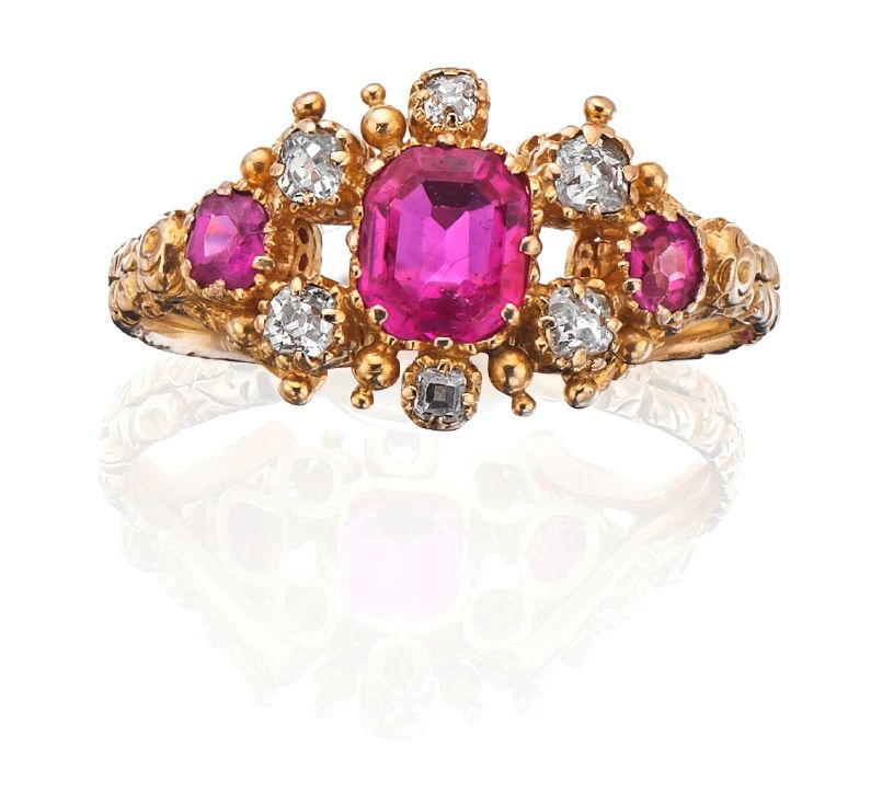 A ruby and diamond dress ring