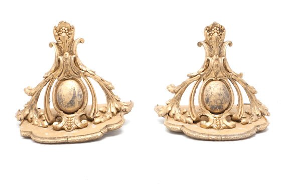 Bonhams : A pair of 19th century giltwood wall brackets