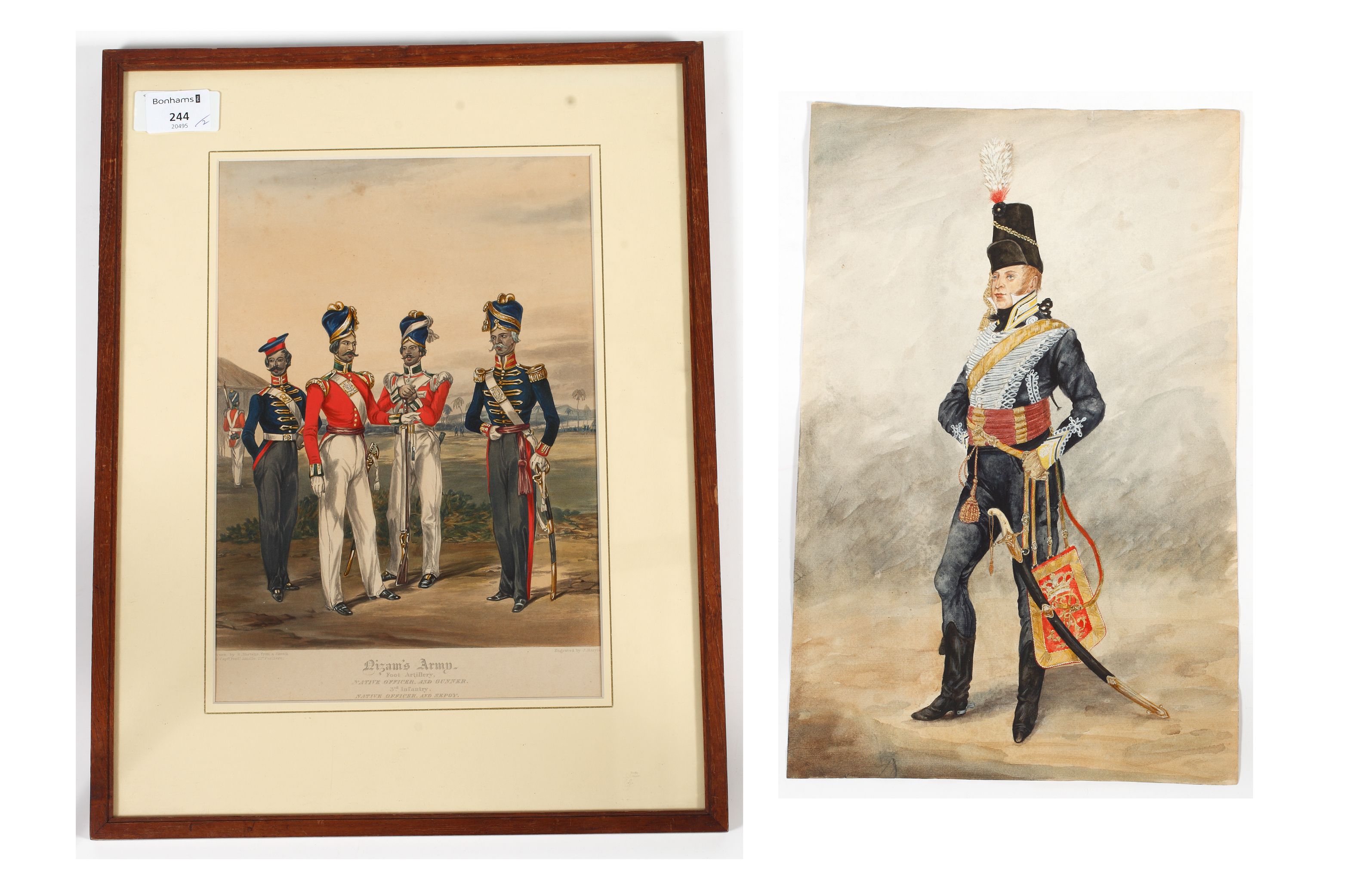 Bonhams : Colour Print of the Nizam's Army Foot Artillery and 3rd ...