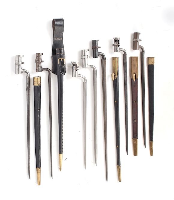 Bonhams : Seven Various Triangular Socket Bayonets