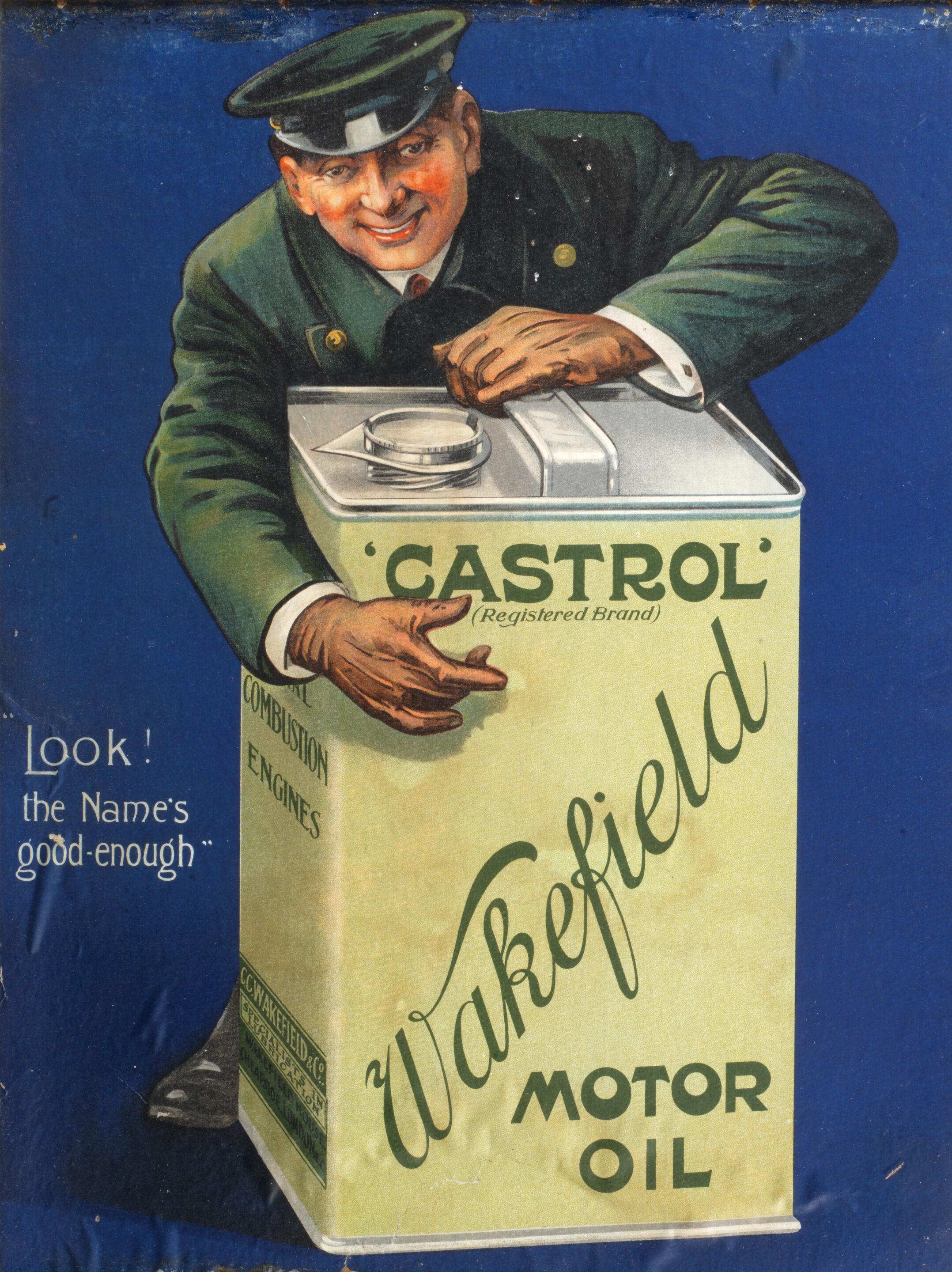 Bonhams Cars : A Wakefield Castrol Motor Oil advertising card, circa 1910,