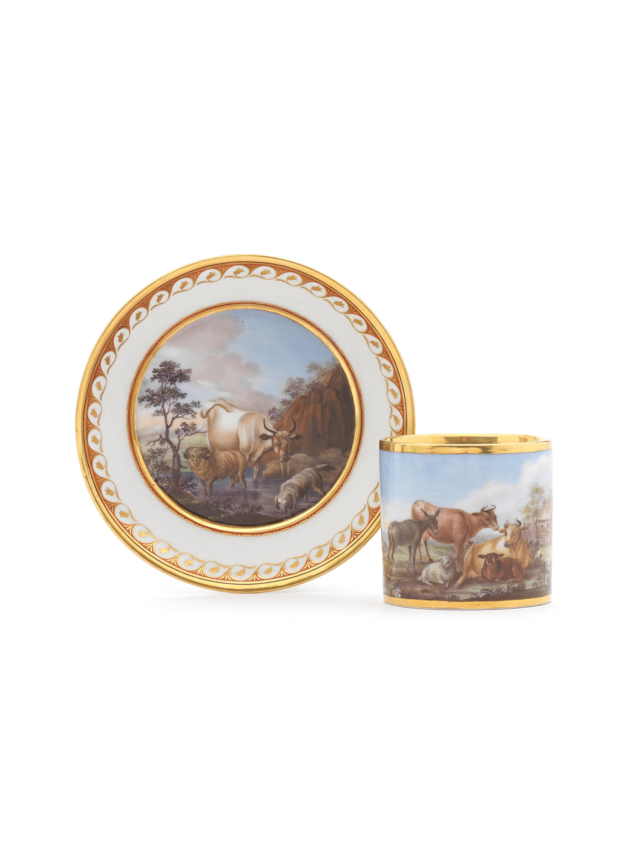 A Berlin coffee can and saucer, circa 1803-13